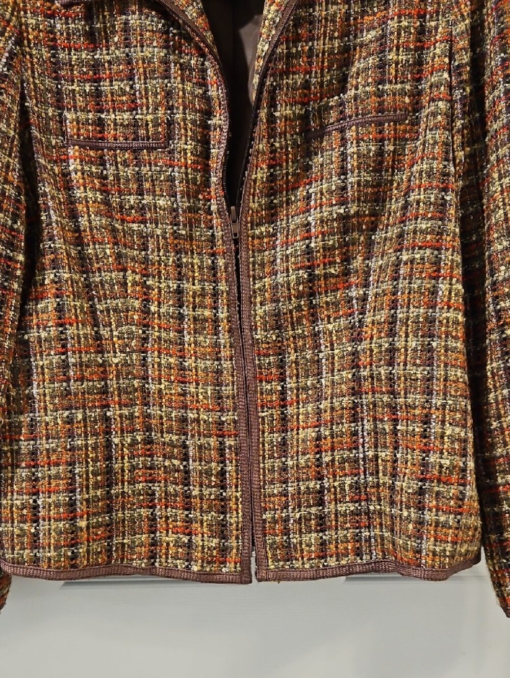 Sag Harbor Multi-Color Tweed Zip Jacket - Picture 3 of 5